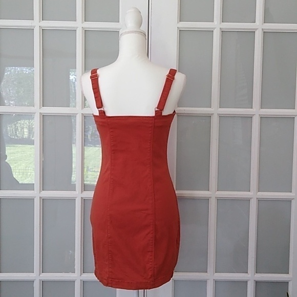 Forever 21 Denim Overall Mini Dress in Rust Size - M - Picture 3 of 15